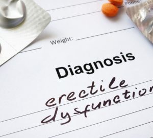 disfunzione erettile scritto in inglese su un foglio diagnosi